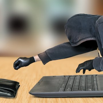zander identity theft protection service overview thief coming out of laptop to steal wallet with money
